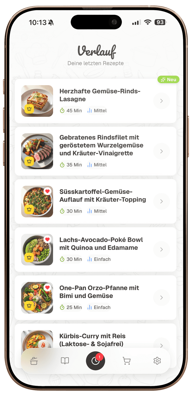 Deine Lieblingsrezepte immer dabei